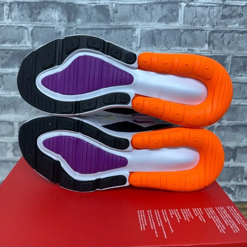 Nike Air Max 270 GS White Black Total Orange Vivid Purple FD0299-100 Youth Sz 6Y